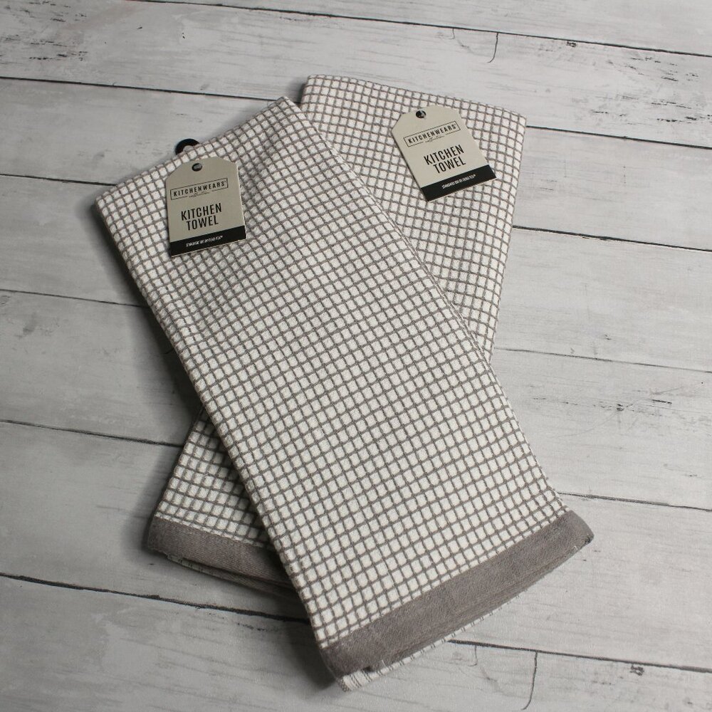 Ritz Kitchenwears Collection Kitchen Towel Lot Taupe Beige Check